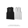 Colete Deconstruído de Alta Qualidade Estilo Retrô Americano Resistente para Homens, Top Casual Fresco de Verão com Gola com Zíper, Camiseta Sem Mangas