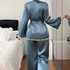Pijamas Europeos y Americanos Transfronterizos para Mujer, Batas de Baño Europeas y Americanas de Verano, Batas de Estar Sexy, Ropa de Casa, Camisones de Seda Helada que se Pueden Usar Afuera