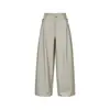 26208 Estilo Viejo Dinero Retro Moderno para Hombres y Mujeres Diseño de Pliegues con Lazos Pantalones Casuales Sueltos de Pierna Ancha para Hombres