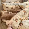 Juego de colcha acolchada de terciopelo de leche para invierno, incluye una funda de edredón de forro polar coral engrosada y cálida, ropa de cama de forro polar reversible de una sola pieza