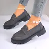 Nuevos Mocasines Bajos de Cuero de Estilo Británico para Mujer, Otoño 2024, de Bajo Tacón, sin Cordones, Caña Baja, Tallas Grandes, Zapatos de Cuero Transfronterizos