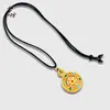 Caractere da Fortuna Bússola Oito Tesouros Areia Dourada Pingente Dupla Face Oito Símbolos Auspiciosos Cobre Banhado a Ouro Oco Retrô Colar Feminino Moderno Versátil