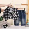 Traje de Primavera y Otoño para Niños 2026 Nueva Moda Camisa a Cuadros Infantil Manga Larga Conjunto de Dos Piezas Guapo Bebé Venta al por Mayor Moderno