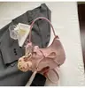 Bolsa Feminina Tendência de Nicho 2026 Novo Modelo Bolsa de Mão com Laço Bolsa Meia-Lua Xadrez de Ombro Transversal Bolsa Dumpling para Mulheres