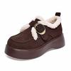 Zapatos de algodón para mujer 2024 otoño e invierno forrados de felpa cálidos zapatos Birkenth coreanos con hebilla redonda un pedal mocasines de suela gruesa zapatos tipo mocasín para mujer