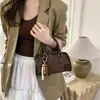 Bolsa de Mão Pequena Texturizada Moda Retrô para Mulheres, Nova Bolsa de Ombro Versátil para a Temporada de Primavera, Bolsa Transversal Tendência de Nicho