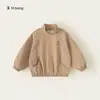 Ropa Infantil Bangxuan Chaqueta Infantil con Líneas de Color Contrastante, Cuello Alto, Chaqueta con Cremallera de Manga Larga para Niñas, Ropa de Otoño a Prueba de Viento para Niños