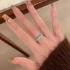 Anillo de Bauhinia Verde Menta con Diamantes Cepillados Incrustados para Mujer, Nicho, Simple, Versátil, Temperamento, Moda de Gama Alta, Anillo para el Dedo, Regalo