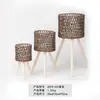 Tecelagem de Rattan Sintético Nórdico Criativo Suporte para Vasos de Flores Artesanato em Madeira Plantas Verdes de Interior Plantio de Flores Vasos de Flores de Madeira em Pé