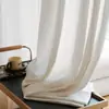 Cortinas de Gaze Linho Algodão e Linho Textura Listras Verticais Jacquard Translucidez e Opacidade Borda Preta Formato Cortinas de Gaze para Sala de Estar