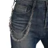 Cadena de Pantalón Unisex Tendencia Hip Hop Accesorio Cadena de Cintura de Mezclilla Cadena Colgante para Pantalones Cadena de Perlas de Vidrio Colgante Multibucle para Hombres y Mujeres