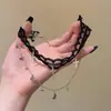 Gargantilha de Renda Puro Desejo Feminina Cruz Borboleta Franja Colar Dupla Camada Empilhado Lolita Corrente de Clavícula