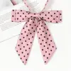 Corbata de Moño Roja con Puntos Blancos de Mango Largo, Elegante Corbata Estilo Universitario, Lindo Accesorio JK, Corbata de Uniforme para Chicas Estudiantes, Juvenil
