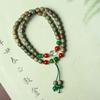 Pulseira DIY de Sândalo Verde com Vagem de Lótus Pulseira Artística para Casal Presente Pulseira de Círculo Duplo