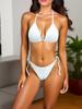 Traje de baño bikini para mujer, calzoncillos de color sólido divididos con almohadillas para el pecho desmontables