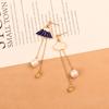 Nuevos Pendientes Asimétricos de Nube Estilo Japonés de Moda Pendientes Largos de Perla de Algodón con Cuentas Pequeñas Doradas B351