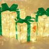 Caja de Regalo Navideña Iluminada Estilo Europeo, Caja de Regalo Navideña Plegable Láser Ojo de Gato, Caja de Exhibición para Decoración de Árbol de Navidad