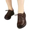 Nuevos Zapatos de Madre de Otoño 2025 Puntera Redonda Planos de Cuero Suave Zapatos Casuales con Cordones para Mujer Zapatos de Cuero Suave con Suela Suave Zapatos de Trabajo