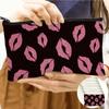 Color Labial Rojo Estampado Leopardo Bolsa de Cosméticos de Gran Capacidad Monedero Grande Bolsa de Almacenamiento para Artículos de Aseo Bolso de Noche para Mujer
