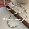 Estilo Coreano Hecho a Mano Diseño de Nicho Joyería Estilo Ins Collar de Perlas Redondas Irregulares de Plata de Ley S925 Encapuchado para un Toque de Lujo