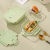 Lonchera de vidrio tazón de vidrio transparente apto para microondas rectangular caja para mantener la frescura resistente a altas temperaturas caja bento lonchera redonda para el hogar