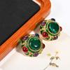 Pendientes de esmalte de vidrio de estilo industrial pesado, estilo retro, elegante, sencillo, de estilo antiguo y medio, con contraste de color verde
