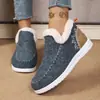 Botas femininas de algodão quentes mais vendidas para o exterior, superfície de pelo macio com forro espesso, botas de neve, sapatos de algodão slip-on de sola plana antiderrapante