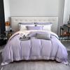 Verano Casual 100 Lyocell Tencel Juego de Sábanas de Cama de Cuatro Piezas para Dormir Desnudo, Cubre Edredón de Lujo Accesible, Sábanas Ajustables, Ropa de Cama
