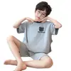 Nuevo Conjunto de Pijama de Dos Piezas de Verano para Niños Mayores, Lindo Estampado de Dibujos Animados de Manga Corta con Cuello Redondo Conjunto de Ropa de Casa para Niños
