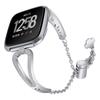 Para reloj inteligente Fitbit Versa correa metal acero inoxidable diamante cadena ajustable pulsera