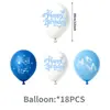 Tela de fondo de forma irregular para fiesta de cumpleaños de mariposa azul, serpentinas con purpurina, decoraciones colgantes en espiral, globos, adornos para pasteles y decoraciones