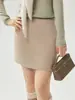 Nuevo vestido de punto de cachemira para otoño, falda corta de corte A, tejido de punto acanalado vertical de cintura alta para mujer, efecto adelgazante, falda midi de color liso