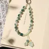 Cadena para Teléfono Móvil Bodhi Natural Mitad Tierra, Mitad Agua para Mujer, Colgante para Teléfono Móvil con Forma de Pulsera Exquisita con Cuentas de Zorro de Nueve Colas