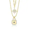 Collar de Estrella de Ocho Puntas con Diseño Original de Henna para Mujer, Diseño Transfronterizo Europeo y Americano de Lujo Ligero Estilo Ins Cadena para Clavícula de Circonita Venta Directa