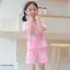 Traje de Manga Corta para Niñas, Pijamas para Niños, Ropa de Verano 100% Algodón para Niñas Pequeñas, Ropa Delgada para Aire Acondicionado, Ropa de Casa para Niños Medianos y Mayores