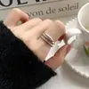 Anillo Metálico Abierto Minimalista de Doble Capa con Estilo Fresco, Anillo Ajustable para Dedo Índice, Banda Lisa, Joyería Versátil Apilable
