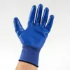 Luvas de Proteção para Trabalho em Oficina de Fábrica Resistentes ao Desgaste Antiderrapantes de Nitrila Fio Azul Respirável Azul Plano de Nitrila