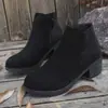 Nuevas Botas Martin de Tacón Alto Grueso de Talla Grande para Otoño 2025 para Mujer, Estilo Europeo y Americano, Punta Redonda Cómoda, Cremallera Lateral, Botas de Exportación para Mujer