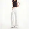Pantalones Anchos Sueltos de Tencel Lyocell con Bolsillos Laterales, Adelgazantes, Frescos y Suaves, Transpirables, Amigables con la Piel, Jeans Cómodos