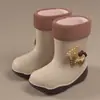 Botas de lluvia acolchadas para niños con temática de dibujos animados, adecuadas para todas las estaciones, con un forro interior desmontable; botas de lluvia para niños y zapatos de agua para niñas