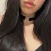 YSF Harajuku Punk Japonés Club Nocturno Chica Suave Gargantilla Negra de Cuero PU para Mujer con Correa para Clavícula