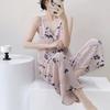 Pijamas de seda de algodón de nuevo estilo 2025 para mujer, finos, de talla grande, sueltos, de primavera y verano, con estampado de rayón, ropa para el hogar, ropa exterior