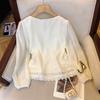 Artículo Popular de Alta Calidad de las Trece Líneas de Guangzhou ~ Camisa Bordada Calada para Mujer, Moda de Otoño Holgada Top Estilo Babydoll que Reduce la Edad