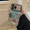 Capa tipo patchwork com pintura a óleo vintage adequada para iPhone 17, Apple 16, anti-queda, cobertura total, capa macia de alta qualidade com aparência de couro 15