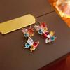 Pendientes de Mariposa de Circonita Dulces y Coloridos Europeos y Americanos, Moda Transfronteriza, Lindos y Versátiles, Adecuados para el Viaje Diario, Pendientes Elegantes y de Alta Gama para Mujeres