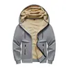 Cardigan con capucha de lana de cordero para hombre de talla europea transfronteriza, chaqueta cálida de invierno con capucha y forro polar para hombre