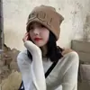Gorros de Otoño e Invierno para Mujer, Gorros de Punto Estilo Japonés que Hacen que la Cara Parezca Más Pequeña, Gorros de Lana de Moda con Letras, Gorros Turbantes Forrados de Felpa, Gorros Holgados