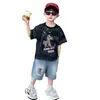 Conjunto de Verano para Niños 2026 Nuevo Estilo Coreano Ropa Fresca y Elegante para Niños Pequeños Conjunto de Dos Piezas Delgado de Manga Corta de Verano para Niños