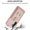 Adecuado para Samsung A55 5g Funda para Teléfono Móvil con Soporte para Tarjetas Extraíble Patrón de Lichi A35 Anillo Anti-Caída Cubierta Protectora para Tarjetas