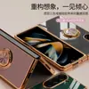 Para funda de teléfono móvil Samsung Zfold6, soporte de anillo magnético giratorio 360, funda suave con chapado, cubierta protectora fold5/4
